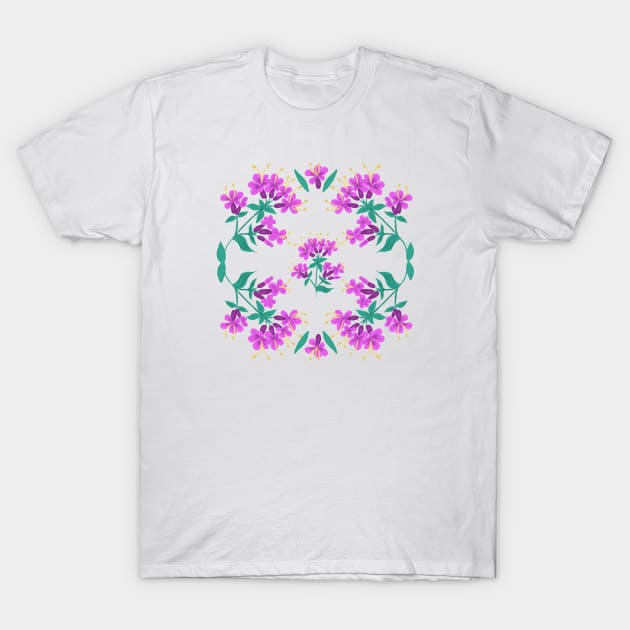 Pink purple flowers T-Shirt by maryglu